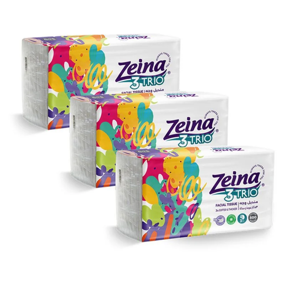 Picture of Zeina Trio Facial Tissues - 500 Tissues  3 Pcs offer