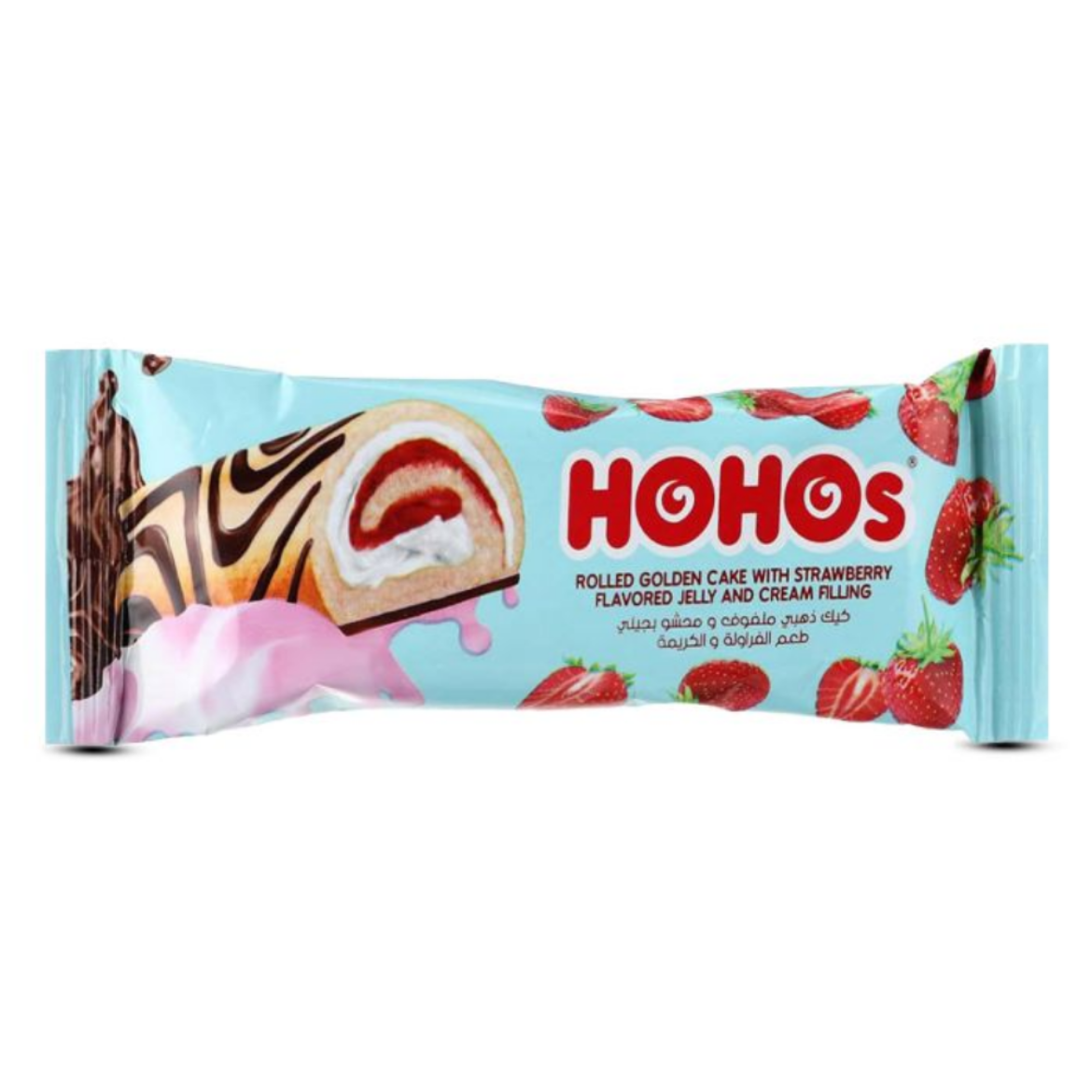Picture of HoHos rolled golden cake strawberry flavored jelly and cream filling