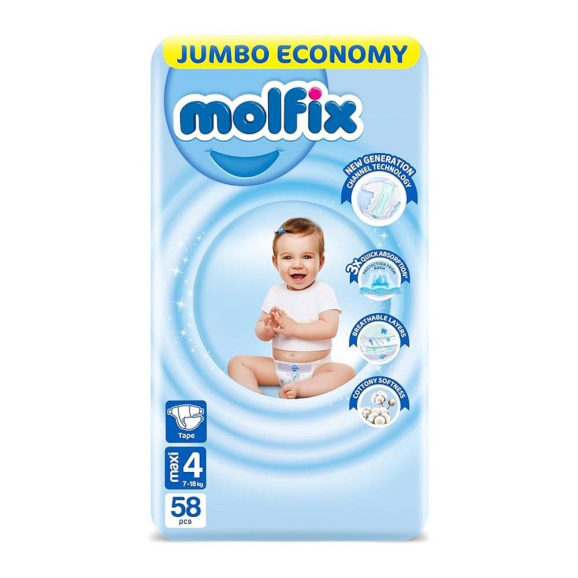 Picture of Molfix Regular 58 Diapers  Size 4